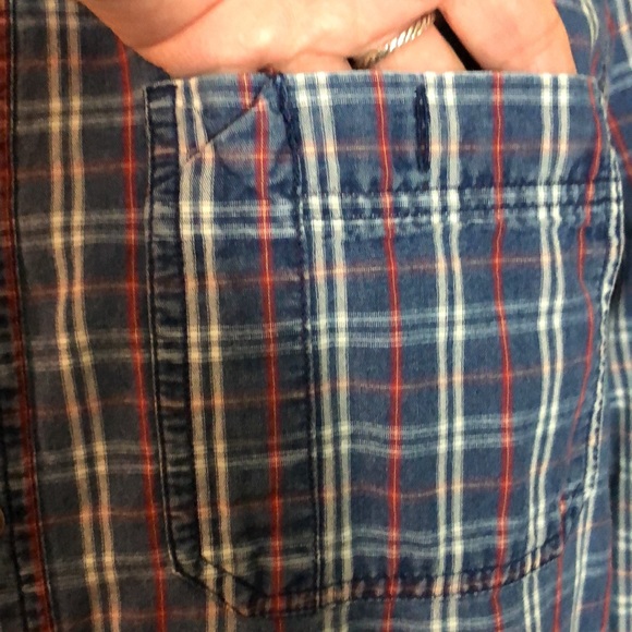 LL BEAN size Medium TALL Plaid 100% Cotton Silver metal logo Buttondown $78 NEW - Picture 13 of 16